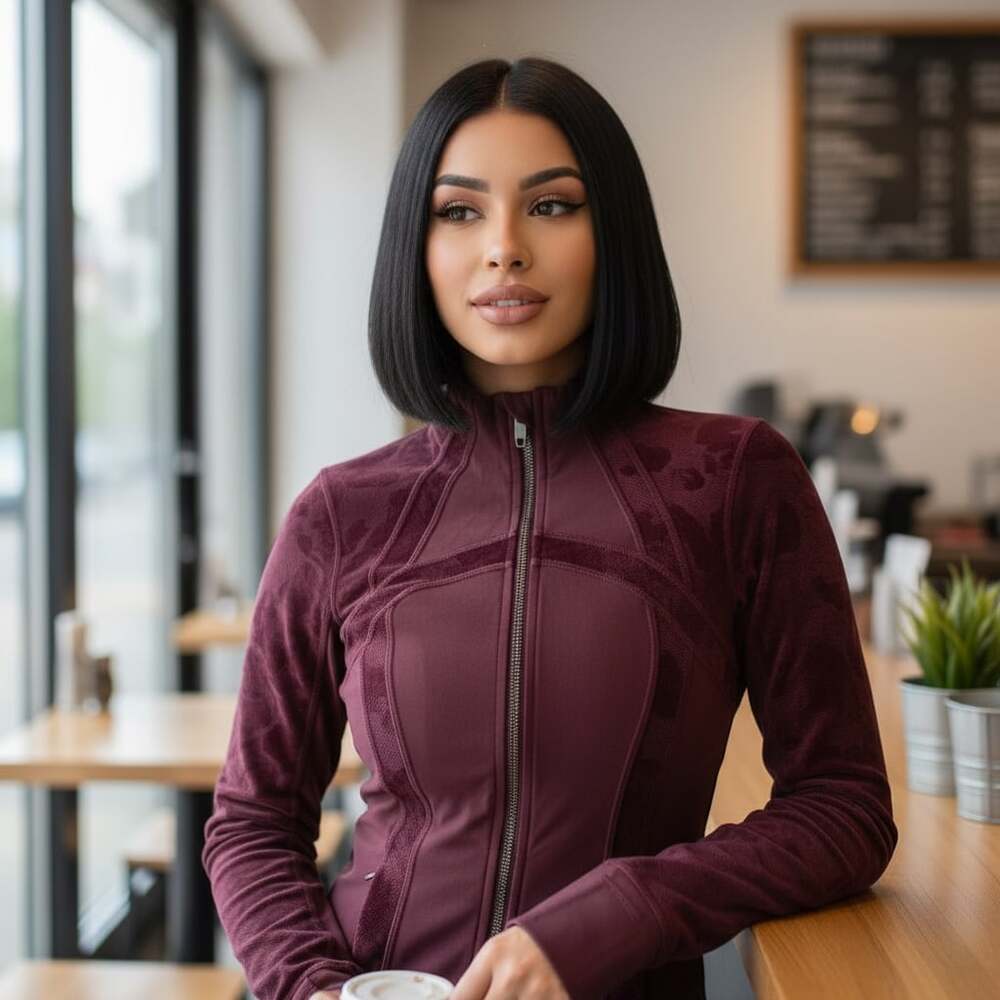 Lululemon Jacket 6 Define Dark Adobe Flocked Detailing Velvet